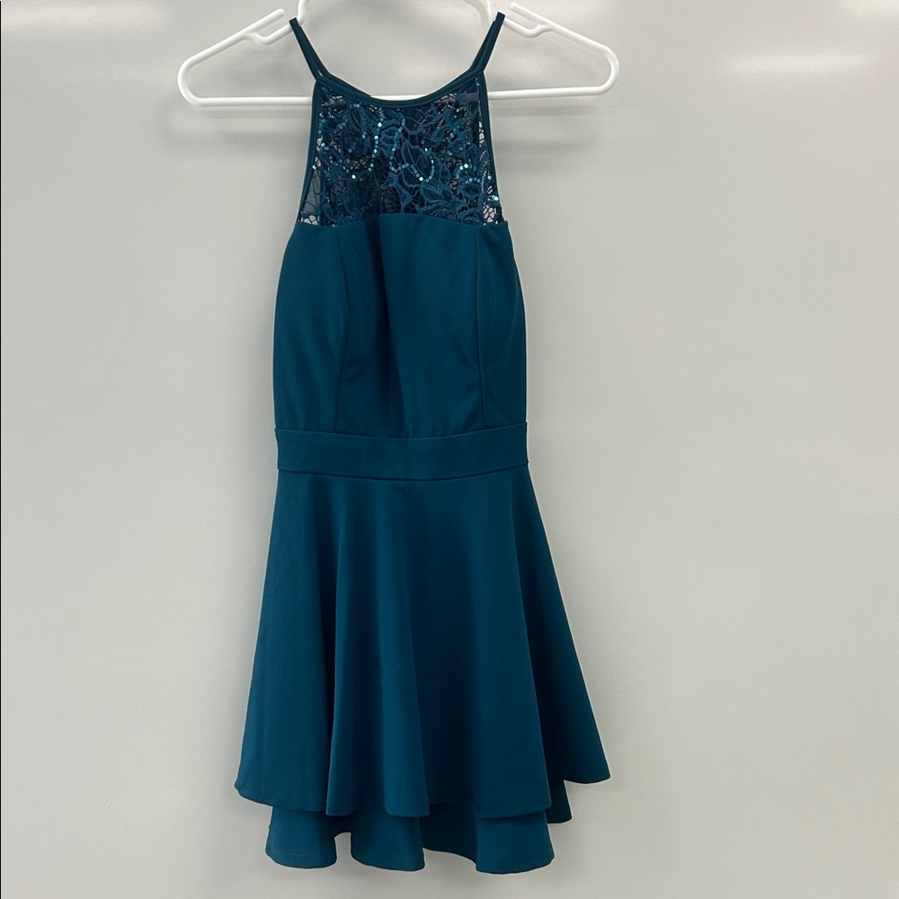 Teal Lace Formal Dress for Women
